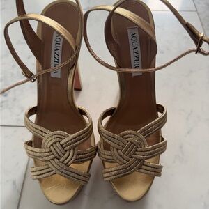 Aquazzura Gold Strappy Heels